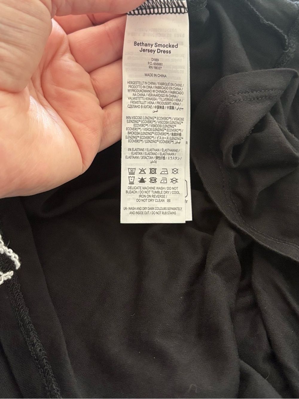 Boden Bethany Smocked Jersey Maxi Dress 12 Black Pockets ECOVERO - Picture 5 of 5
